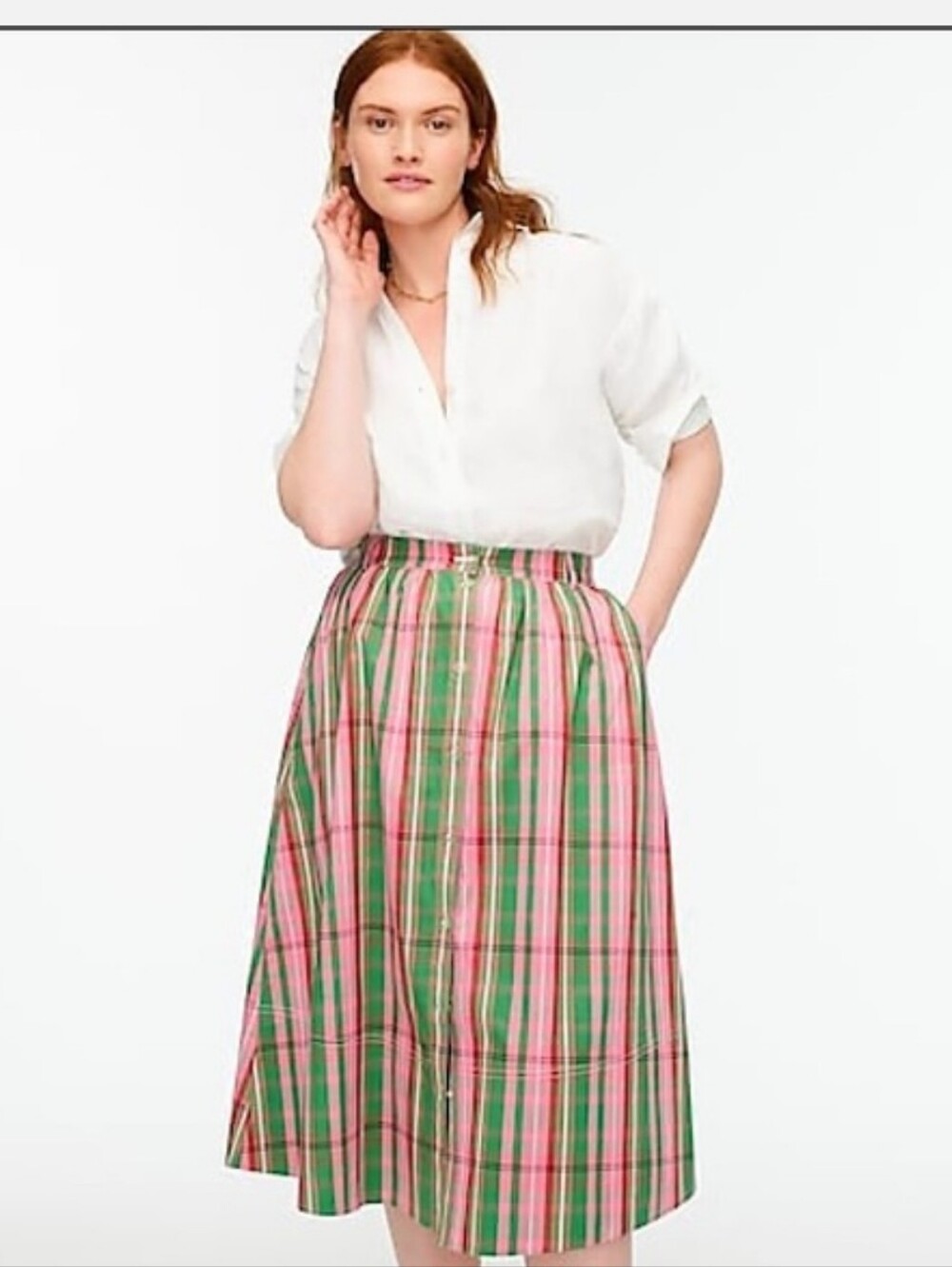 J Crew Button-Up Vintage Plaid Midi Skirt - Picture 2 of 9